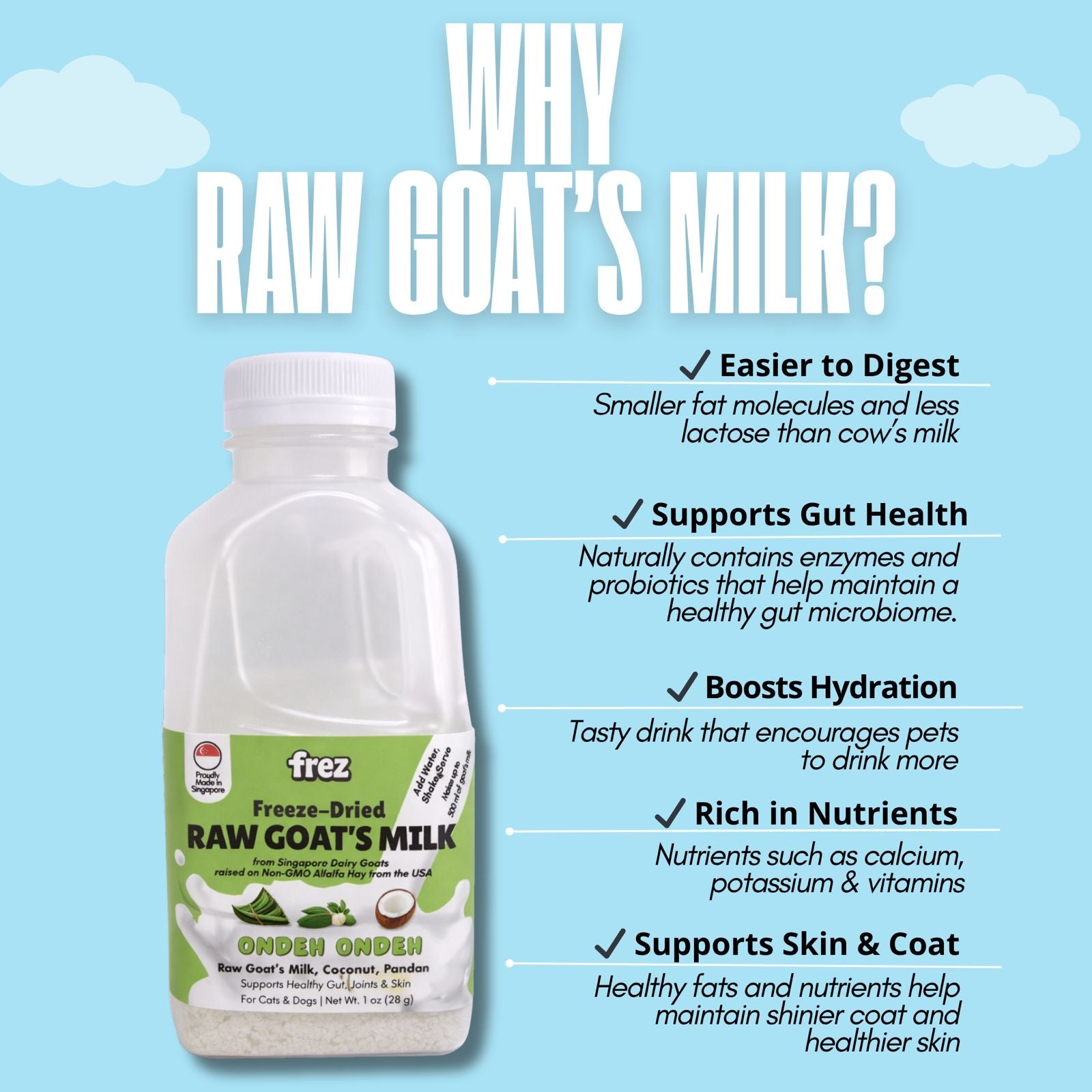 Freeze Dried Raw Goat's Milk for Dogs & Cats – Frez SG