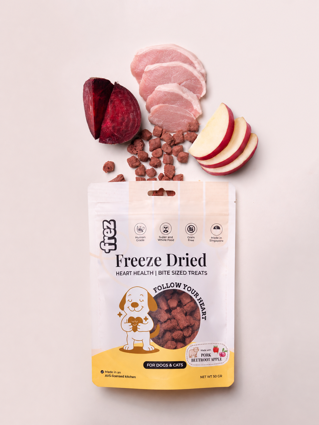 Heart Health - Freeze Dried Kangaroo/ Pork Beetroot Apple Treats