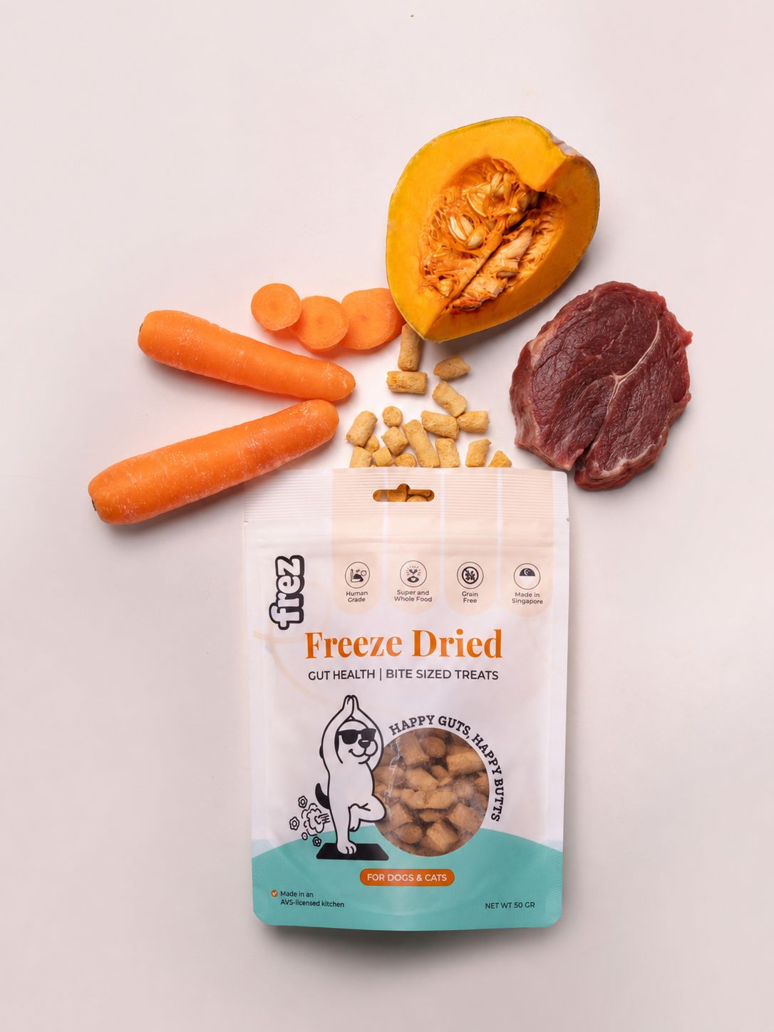 Guts Health - Freeze Dried Duck/ Beef/ Horse Pumpkin Carrot Treats