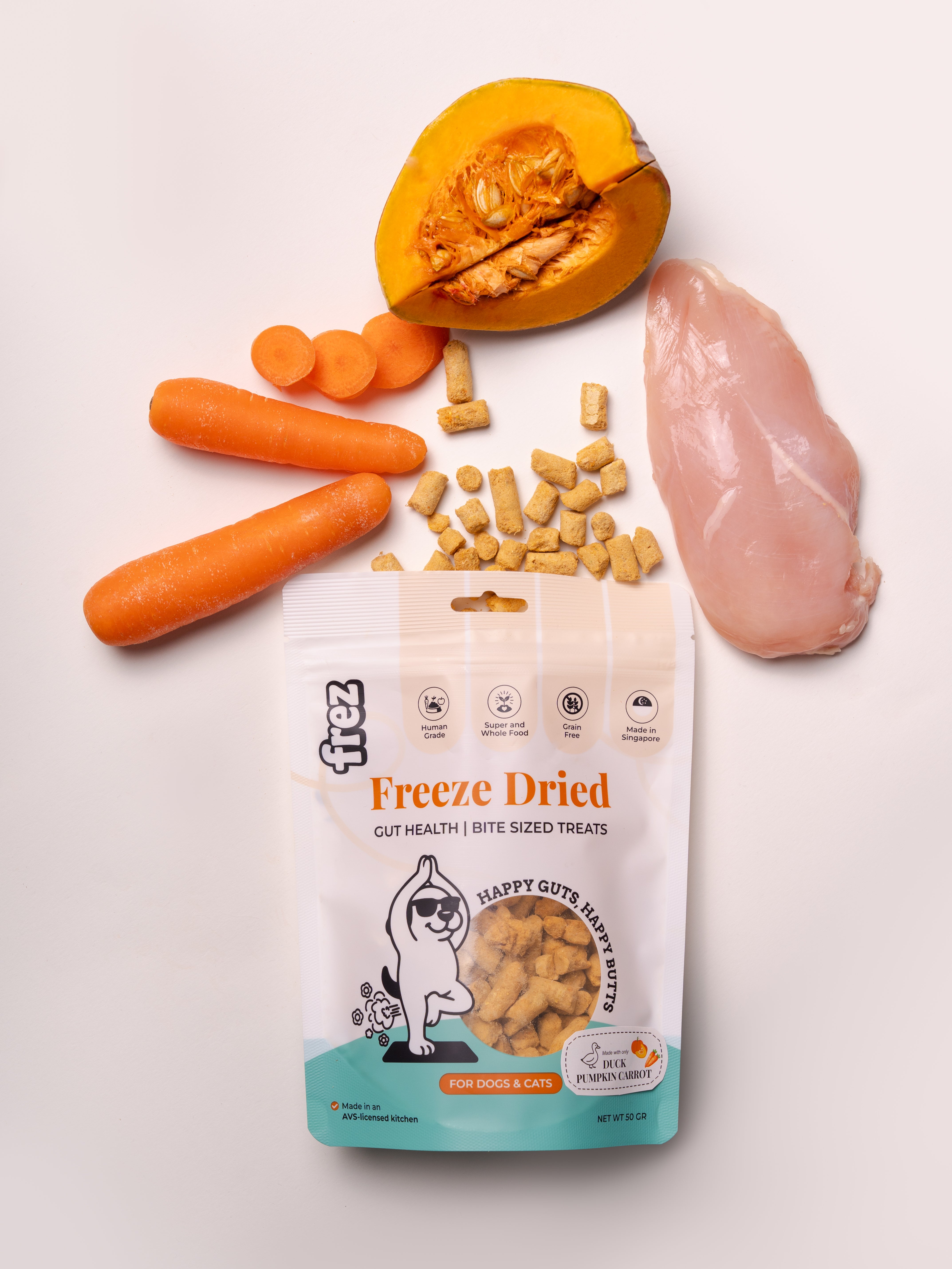 Guts Health - Freeze Dried Duck/ Beef/ Horse Pumpkin Carrot Treats